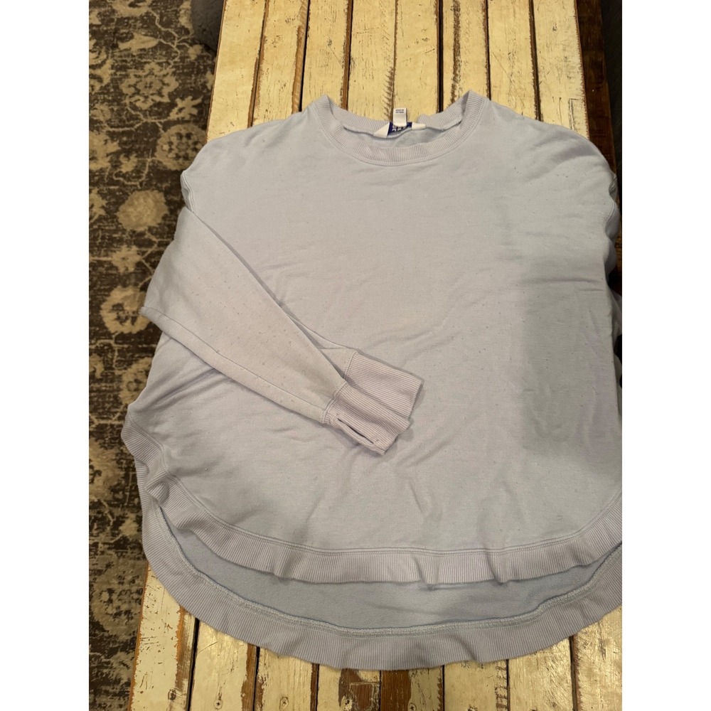 JoyLab Womens Light Blue Crewneck Sweatshirt Thumbhole Cuffs High Low Hem Large